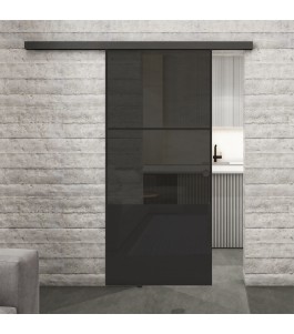 Glasschiebetür BLACK-LINE Loft Schwarzlack 33 Auf Grauglas