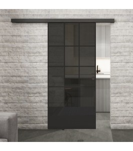 Glasschiebetür BLACK-LINE Loft Schwarzlack 37 Auf Grauglas