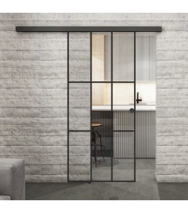 Glasschiebetür BLACK-LINE Loft Schwarzlack 11 Auf Klarglas