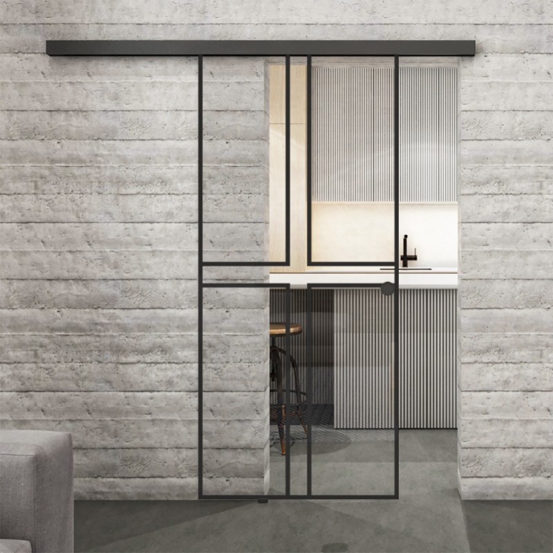 Glasschiebetür BLACK-LINE Loft Schwarzlack 15 Auf Klarglas Glasschiebetür BLACK-LINE Loft Schwarzlack 15 Auf Klarglas