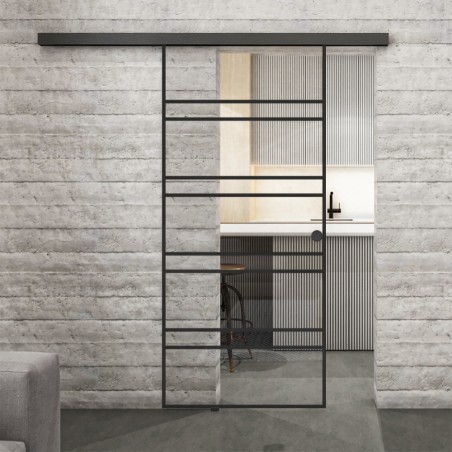 Glasschiebetür BLACK-LINE Loft Schwarzlack 16 Auf Klarglas