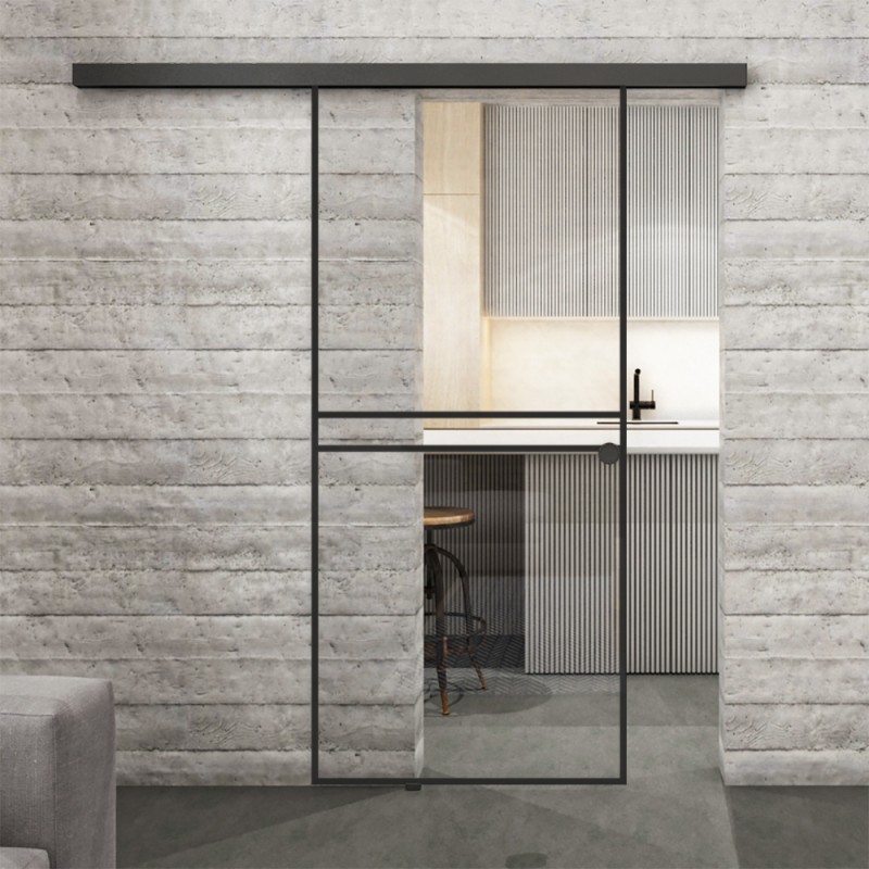 Glasschiebetür BLACK-LINE Loft Schwarzlack 18 Auf Klarglas Glasschiebetür BLACK-LINE Loft Schwarzlack 18 Auf Klarglas