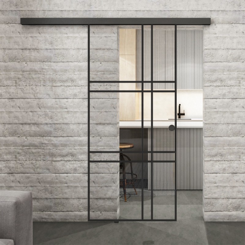 Glasschiebetür BLACK-LINE Loft Schwarzlack 20 Auf Klarglas Glasschiebetür BLACK-LINE Loft Schwarzlack 20 Auf Klarglas
