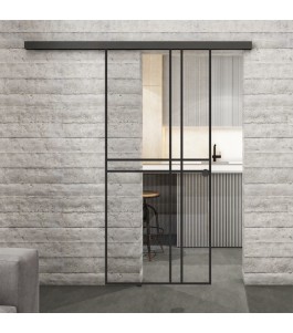 Glasschiebetür BLACK-LINE Loft Schwarzlack 21 Auf Klarglas