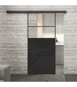 Glasschiebetür BLACK-LINE Loft Schwarzlack 22 Auf Klarglas