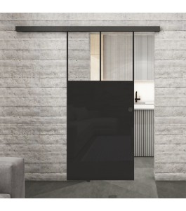 Glasschiebetür BLACK-LINE Loft Schwarzlack 25 Auf Klarglas