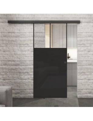 Glasschiebetür BLACK-LINE Loft Schwarzlack 25 Auf Klarglas