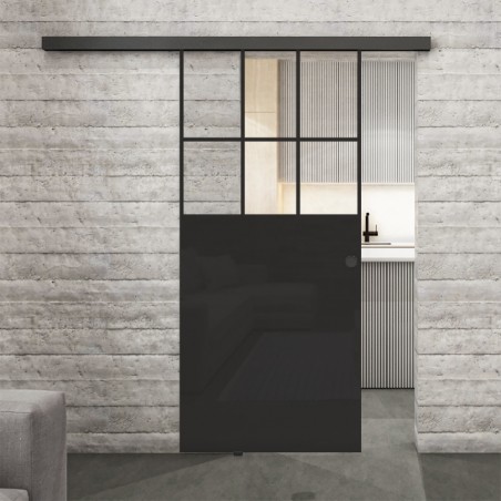 Glasschiebetür BLACK-LINE Loft Schwarzlack 27 Auf Klarglas