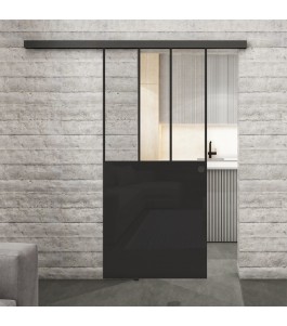 Glasschiebetür BLACK-LINE Loft Schwarzlack 30 Auf Klarglas