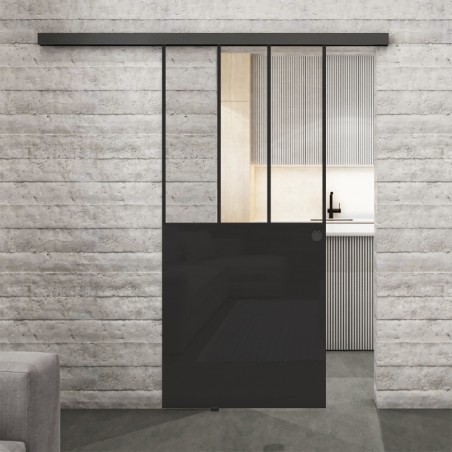 Glasschiebetür BLACK-LINE Loft Schwarzlack 30 Auf Klarglas