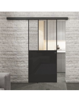 Glasschiebetür BLACK-LINE Loft Schwarzlack 30 Auf Klarglas