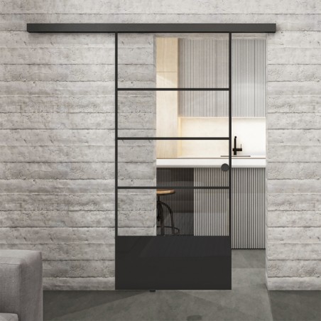 Glasschiebetür BLACK-LINE Loft Schwarzlack 31 Auf Klarglas