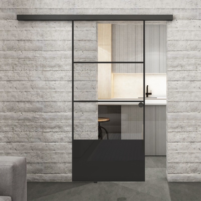 Glasschiebetür BLACK-LINE Loft Schwarzlack 32 Auf Klarglas Glasschiebetür BLACK-LINE Loft Schwarzlack 32 Auf Klarglas