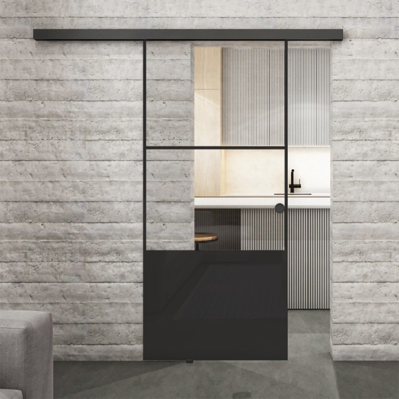 Glasschiebetür BLACK-LINE Loft Schwarzlack 33 Auf Klarglas Glasschiebetür BLACK-LINE Loft Schwarzlack 33 Auf Klarglas