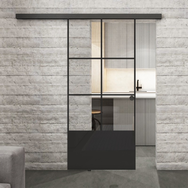 Glasschiebetür BLACK-LINE Loft Schwarzlack 35 Auf Klarglas Glasschiebetür BLACK-LINE Loft Schwarzlack 35 Auf Klarglas