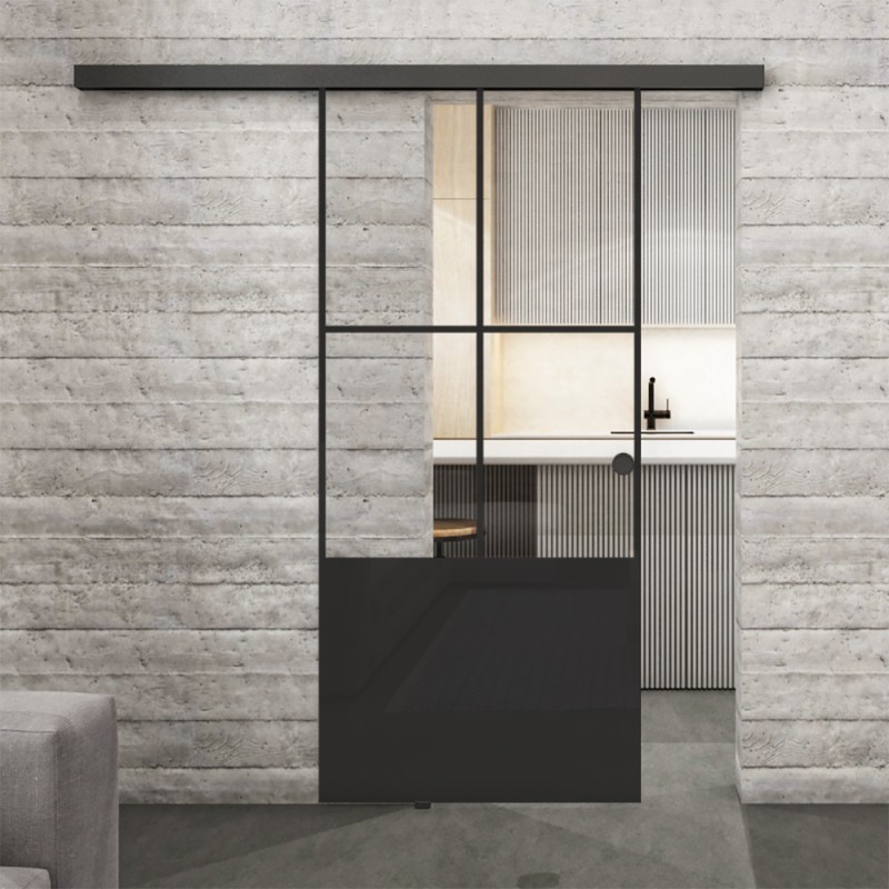 Glasschiebetür BLACK-LINE Loft Schwarzlack 36 Auf Klarglas Glasschiebetür BLACK-LINE Loft Schwarzlack 36 Auf Klarglas