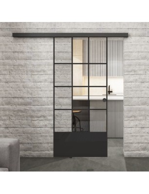 Glasschiebetür BLACK-LINE Loft Schwarzlack 37 Auf Klarglas