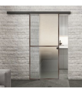 Glasschiebetür BLACK-LINE Loft Rosteisen Genietet 04 Blickdicht
