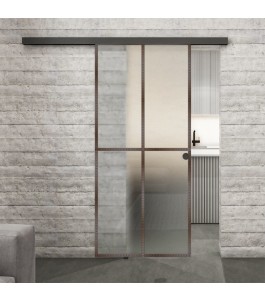 Glasschiebetür BLACK-LINE Loft Rosteisen Genietet 08 Blickdicht