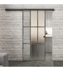 Glasschiebetür BLACK-LINE Loft Rosteisen Genietet 11 Blickdicht