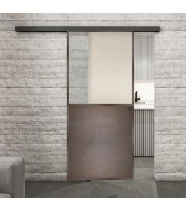Glasschiebetür BLACK-LINE Loft Rosteisen Genietet 16 Blickdicht