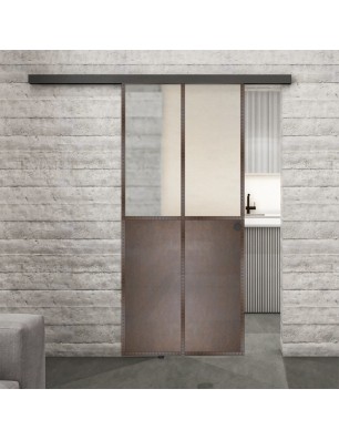 Glasschiebetür BLACK-LINE Loft Rosteisen Genietet 20 Blickdicht