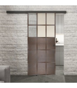 Glasschiebetür BLACK-LINE Loft Rosteisen Genietet 21 Blickdicht