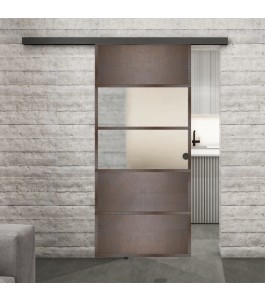 Glasschiebetür BLACK-LINE Loft Rosteisen Genietet 25 Blickdicht