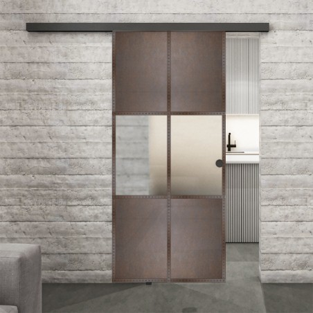 Glasschiebetür BLACK-LINE Loft Rosteisen Genietet 30 Blickdicht