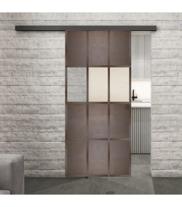 Glasschiebetür BLACK-LINE Loft Rosteisen Genietet 32 Blickdicht
