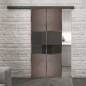 Glasschiebetür BLACK-LINE Loft Rosteisen Genietet 30 Auf Grauglas Glasschiebetür BLACK-LINE Loft Rosteisen Genietet 30 Auf Grauglas