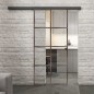 Glasschiebetür BLACK-LINE Loft Rosteisen Genietet 06 Auf Klarglas Glasschiebetür BLACK-LINE Loft Rosteisen Genietet 06 Auf Klarglas