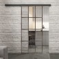 Glasschiebetür BLACK-LINE Loft Rosteisen Genietet 10 Auf Klarglas Glasschiebetür BLACK-LINE Loft Rosteisen Genietet 10 Auf Klarglas