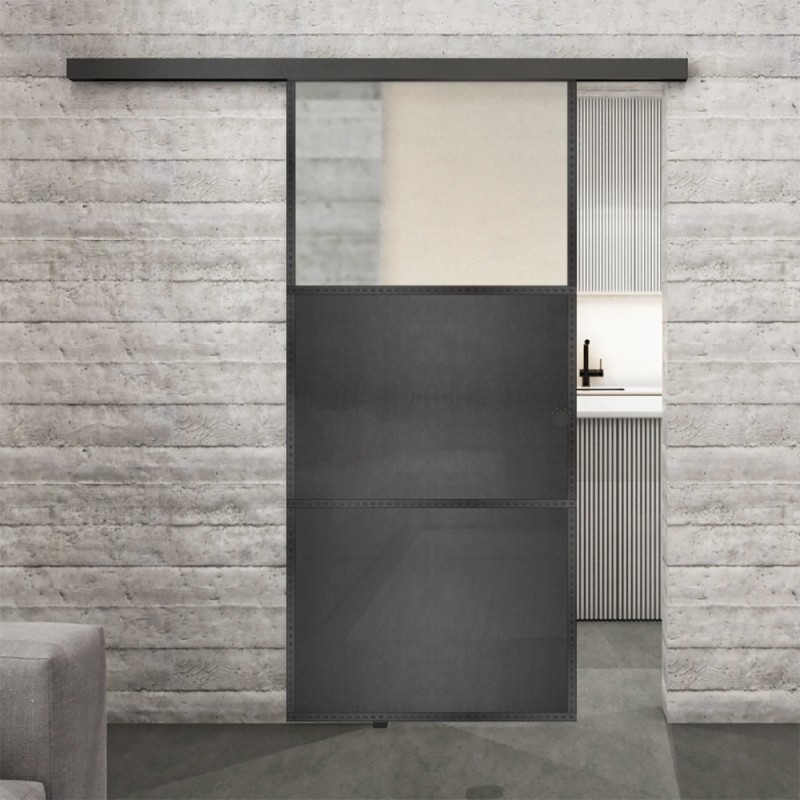 Glasschiebetür BLACK-LINE Loft Schwarzeisen Genietet 15 Blickdicht Glasschiebetür BLACK-LINE Loft Schwarzeisen Genietet 15 Blickdicht