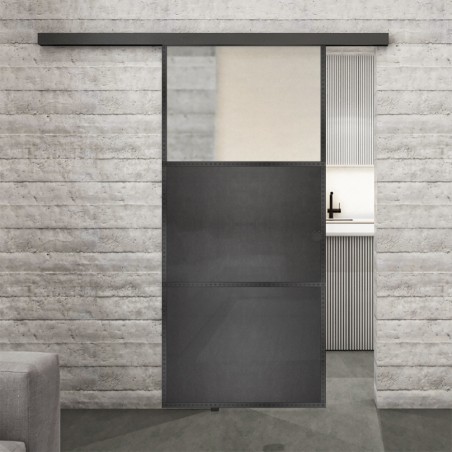 Glasschiebetür BLACK-LINE Loft Schwarzeisen Genietet 15 Blickdicht