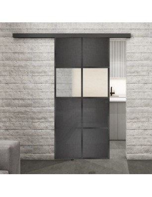 Glasschiebetür BLACK-LINE Loft Schwarzeisen Genietet 29 Blickdicht