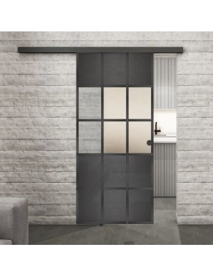 Glasschiebetür BLACK-LINE Loft Schwarzeisen Genietet 31 Blickdicht