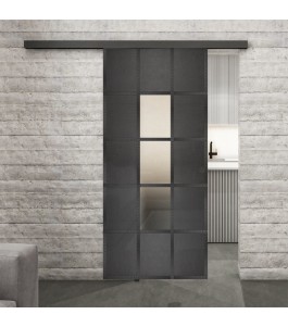 Glasschiebetür BLACK-LINE Loft Schwarzeisen Genietet 34 Blickdicht