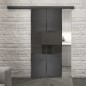 Glasschiebetür BLACK-LINE Loft Schwarzeisen Genietet 30 Auf Grauglas Glasschiebetür BLACK-LINE Loft Schwarzeisen Genietet 30 Auf Grauglas