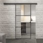 Glasschiebetür BLACK-LINE Loft Schwarzeisen Genietet 03 Auf Klarglas Glasschiebetür BLACK-LINE Loft Schwarzeisen Genietet 03 Auf Klarglas