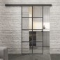 Glasschiebetür BLACK-LINE Loft Schwarzeisen Genietet 06 Auf Klarglas