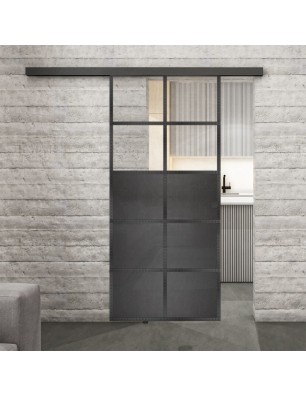 Glasschiebetür BLACK-LINE Loft Schwarzeisen Genietet 17 Auf Klarglas