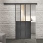 Glasschiebetür BLACK-LINE Loft Schwarzeisen Genietet 24 Auf Klarglas