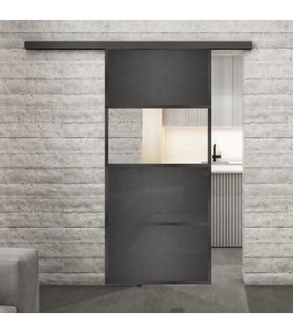 Glasschiebetür BLACK-LINE Loft Schwarzeisen Genietet 26 Auf Klarglas