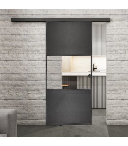 Glasschiebetür BLACK-LINE Loft Schwarzeisen Genietet 27 Auf Klarglas