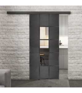 Glasschiebetür BLACK-LINE Loft Schwarzeisen Genietet 34 Auf Klarglas