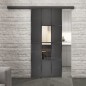 Glasschiebetür BLACK-LINE Loft Schwarzeisen Genietet 35 Auf Klarglas Glasschiebetür BLACK-LINE Loft Schwarzeisen Genietet 35 Auf Klarglas