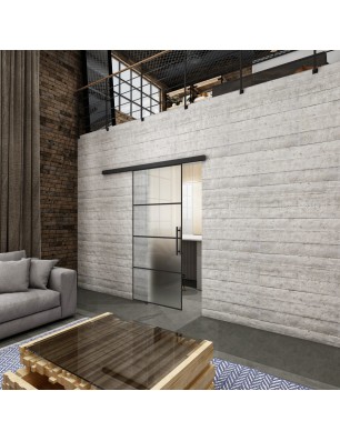 Glasschiebetür BLACK-LINE Loft Schwarzlack 02 Blickdicht