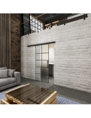 Glasschiebetür BLACK-LINE Loft Schwarzlack 05 Blickdicht