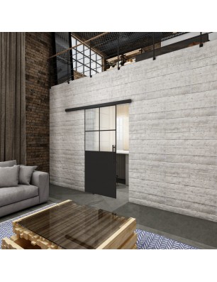 Glasschiebetür BLACK-LINE Loft Schwarzlack 24 Blickdicht